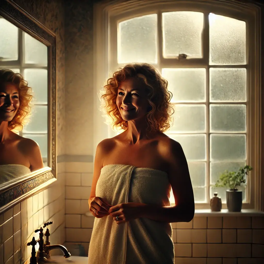 Clara im Badezimmer